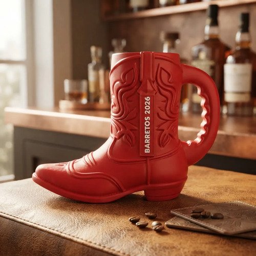 Caneca Porta Lata Bota Country Festa Barretos 2026 Vermelho