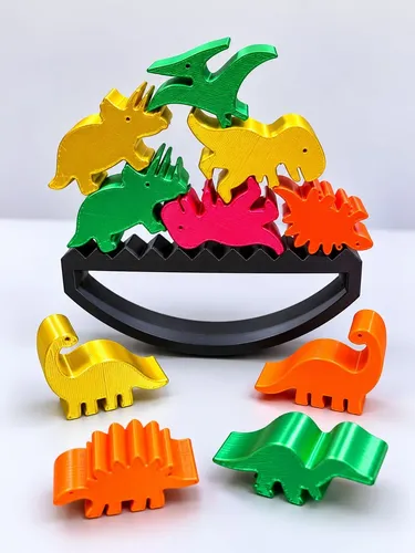 Brinquedo Jogo De Equilíbrio Dinossauros Coloridos Amarelo